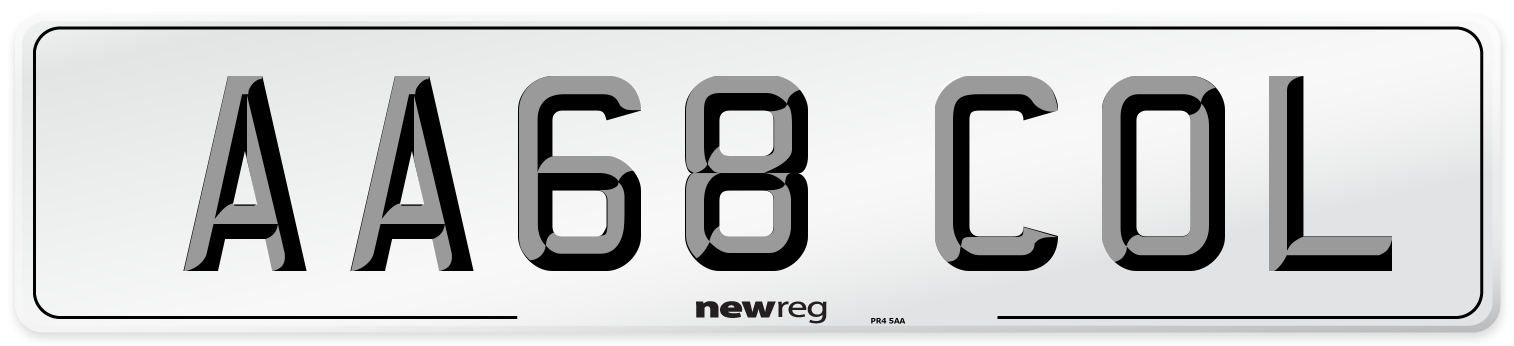 AA68 COL Number Plate from New Reg